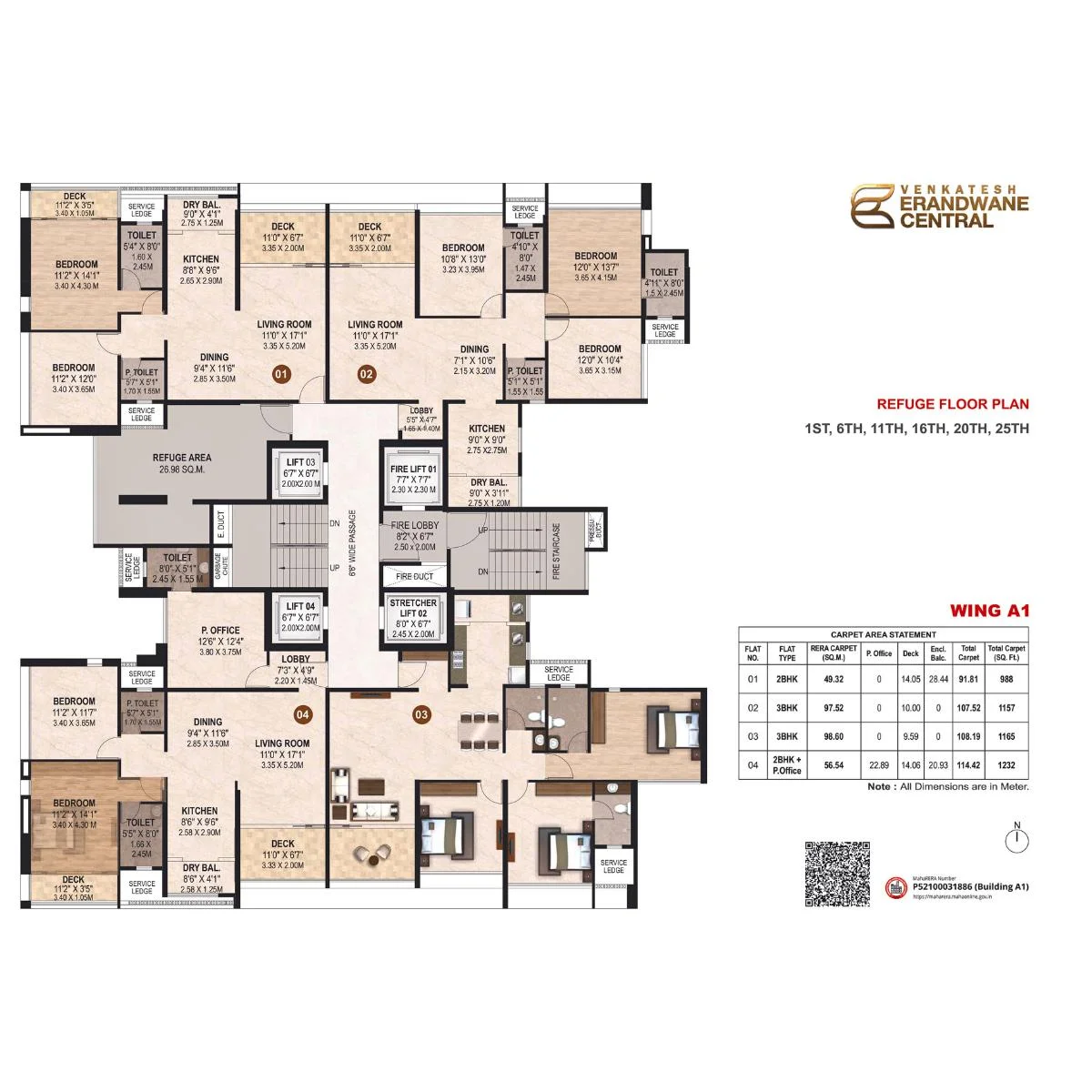 Venkatesh Erandwane Central Pune 2 BHK Floor Plan